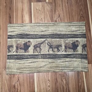Vtg Dan River Pillowcase Standard African Safari Animals Brown Percale USA
